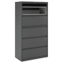 Alera 25499 36 in. x 18.63 in. x 67.63 in. 5 Lateral File Drawer - Legal/Letter/A4/A5 Size - Charcoal