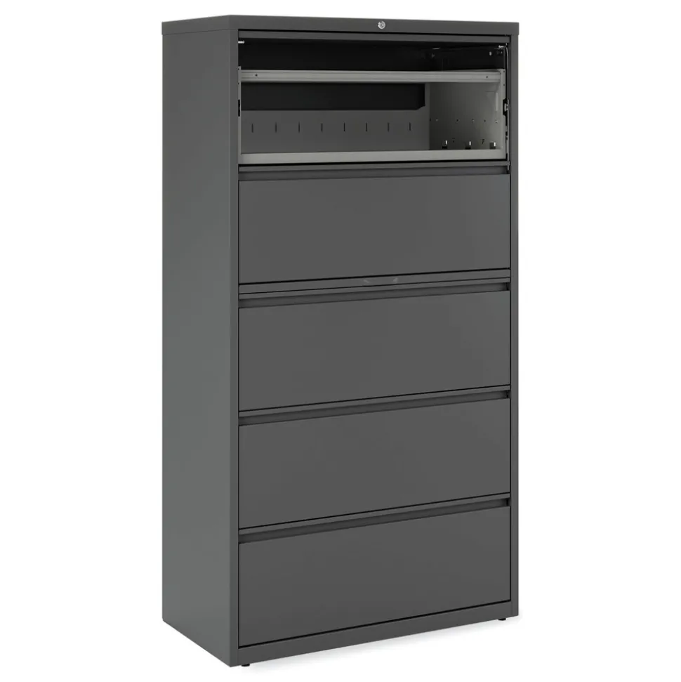 Alera 25499 36 in. x 18.63 in. x 67.63 in. 5 Lateral File Drawer - Legal/Letter/A4/A5 Size - Charcoal