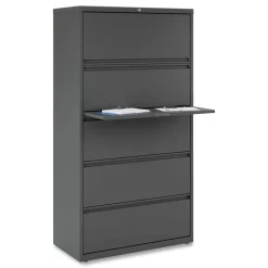 Alera 25499 36 in. x 18.63 in. x 67.63 in. 5 Lateral File Drawer - Legal/Letter/A4/A5 Size - Charcoal