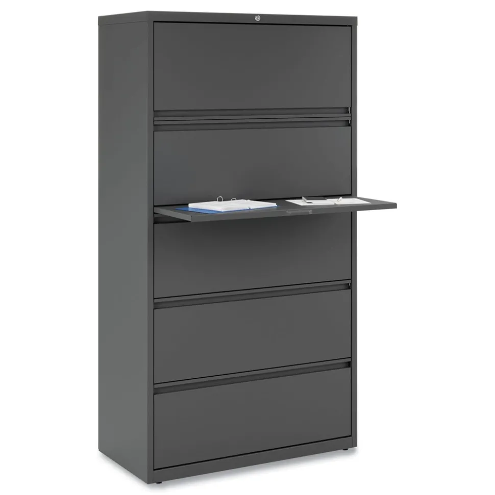 Alera 25499 36 in. x 18.63 in. x 67.63 in. 5 Lateral File Drawer - Legal/Letter/A4/A5 Size - Charcoal