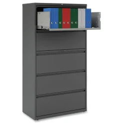 Alera 25499 36 in. x 18.63 in. x 67.63 in. 5 Lateral File Drawer - Legal/Letter/A4/A5 Size - Charcoal