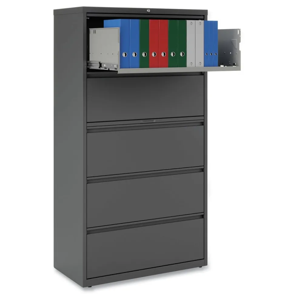 Alera 25499 36 in. x 18.63 in. x 67.63 in. 5 Lateral File Drawer - Legal/Letter/A4/A5 Size - Charcoal