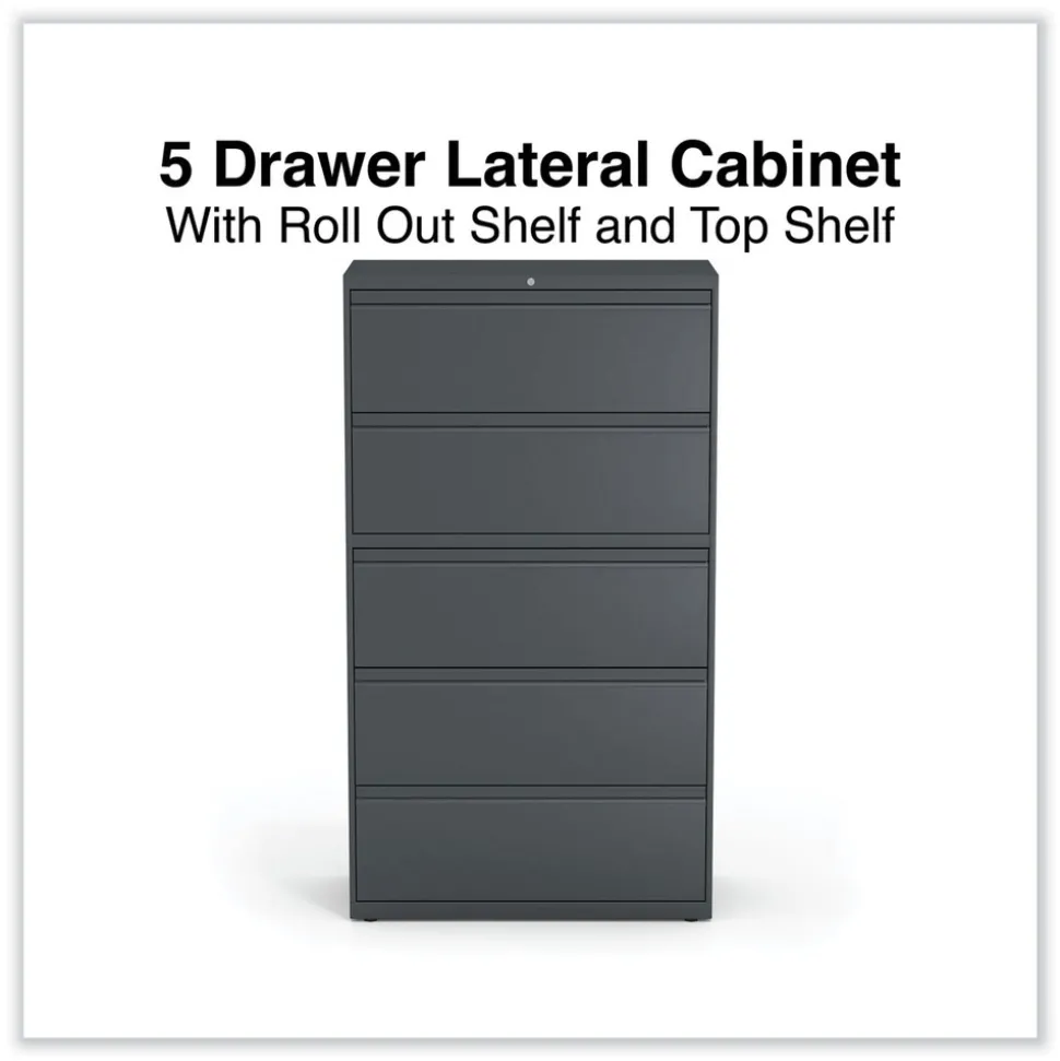 Alera 25499 36 in. x 18.63 in. x 67.63 in. 5 Lateral File Drawer - Legal/Letter/A4/A5 Size - Charcoal