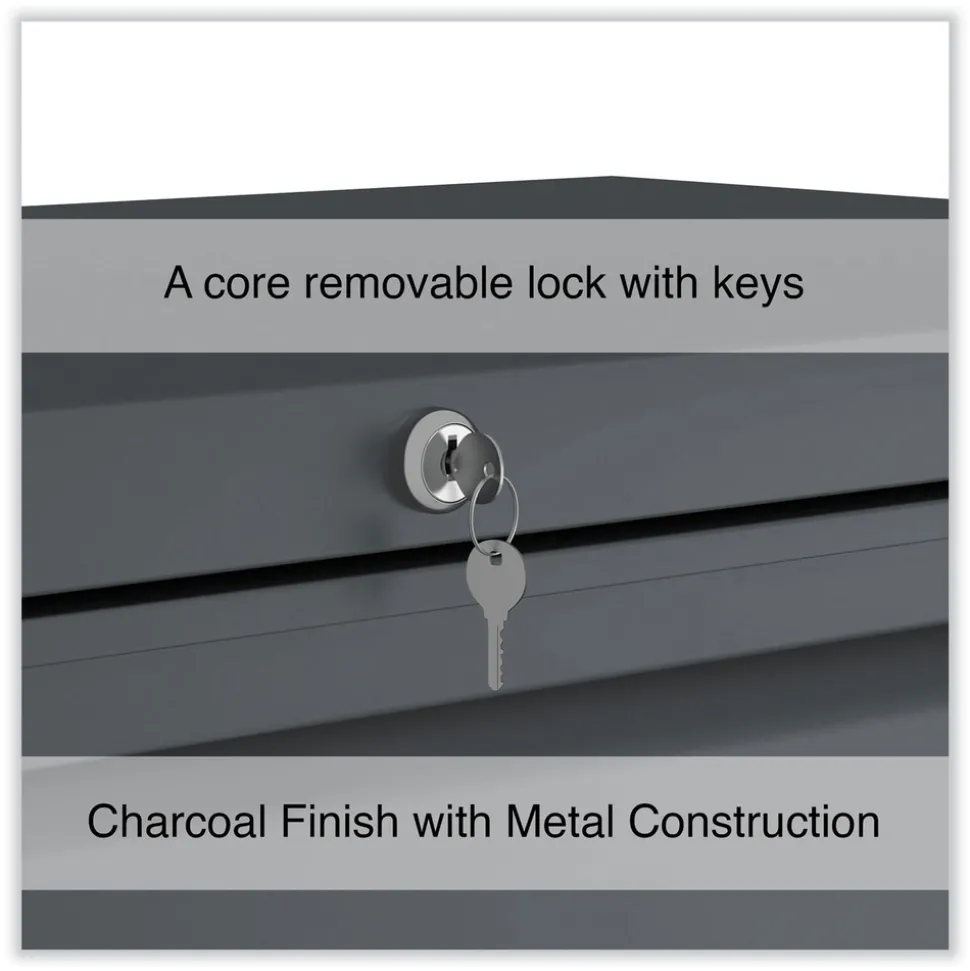 Alera 25499 36 in. x 18.63 in. x 67.63 in. 5 Lateral File Drawer - Legal/Letter/A4/A5 Size - Charcoal