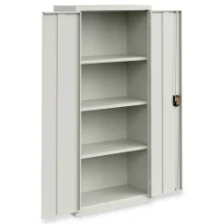 Alera 25771 30 in. x 15 in. x 66 in. 4 Shelves Economy Assembled Storage Cabinets - Light Gray