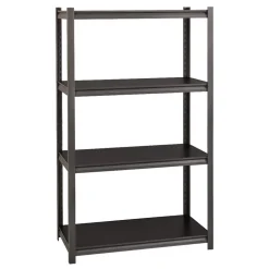 Alera 26112 36 in. x 18 in. x 60 in. 4-Shelf Steel Shelving Unit with Laminate Shelves - Black/Gun Metal Gray