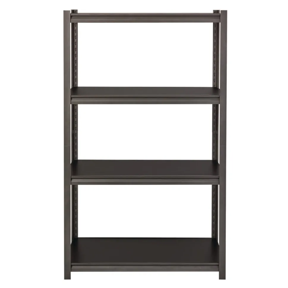 Alera 26112 36 in. x 18 in. x 60 in. 4-Shelf Steel Shelving Unit with Laminate Shelves - Black/Gun Metal Gray