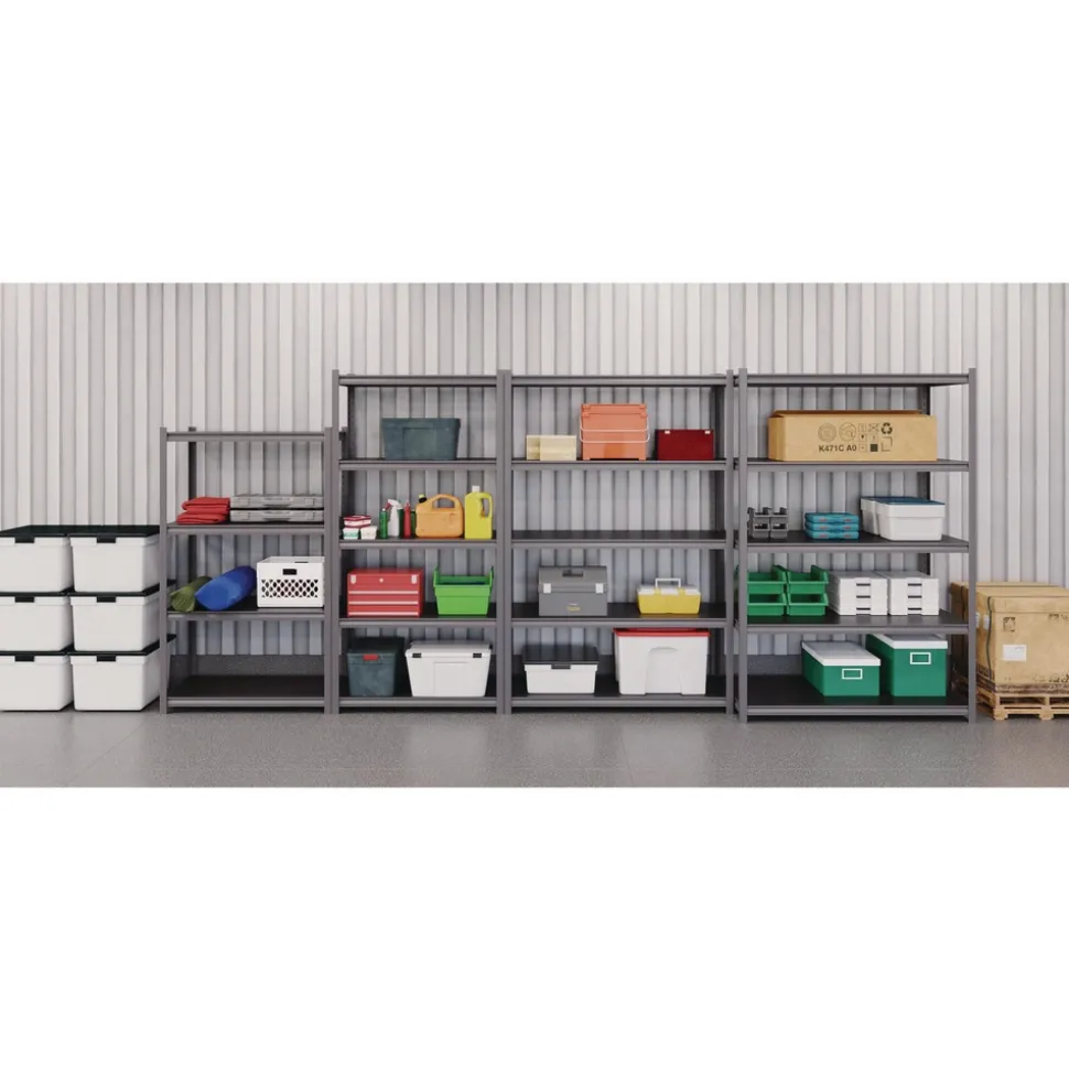 Alera 26112 36 in. x 18 in. x 60 in. 4-Shelf Steel Shelving Unit with Laminate Shelves - Black/Gun Metal Gray