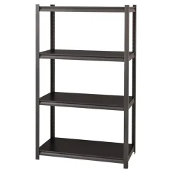 Alera 26112 36 in. x 18 in. x 60 in. 4-Shelf Steel Shelving Unit with Laminate Shelves - Black/Gun Metal Gray