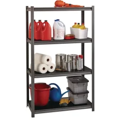 Alera 26112 36 in. x 18 in. x 60 in. 4-Shelf Steel Shelving Unit with Laminate Shelves - Black/Gun Metal Gray