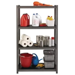 Alera 26112 36 in. x 18 in. x 60 in. 4-Shelf Steel Shelving Unit with Laminate Shelves - Black/Gun Metal Gray