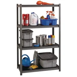 Alera 26112 36 in. x 18 in. x 60 in. 4-Shelf Steel Shelving Unit with Laminate Shelves - Black/Gun Metal Gray