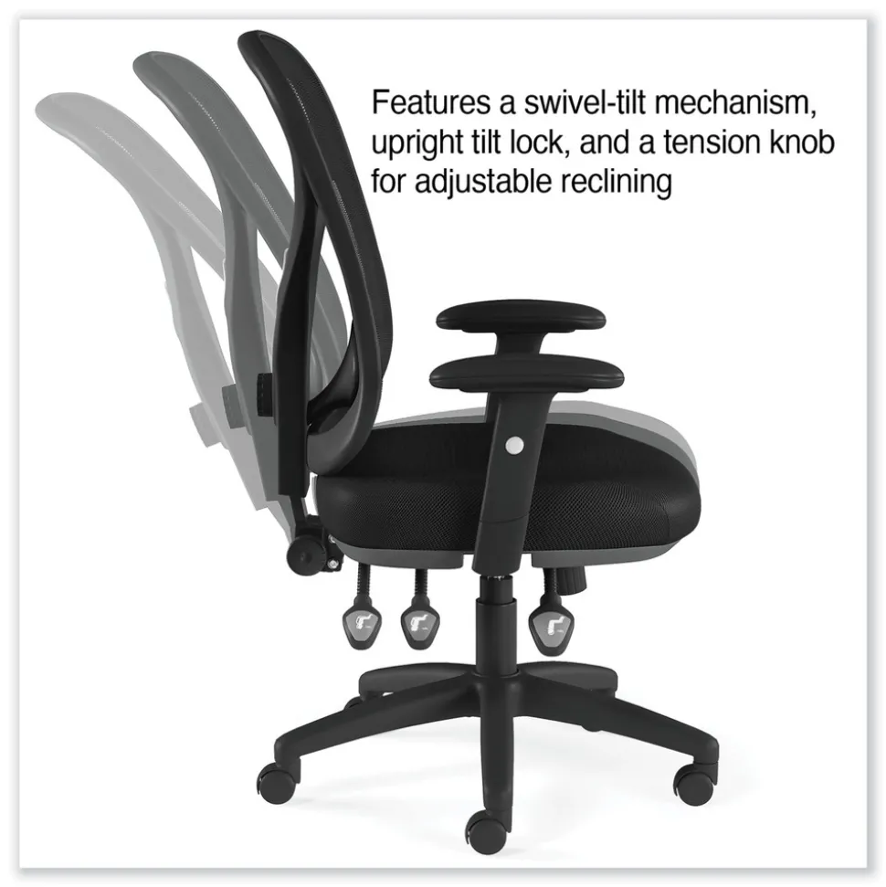 Alera 15 in. - 18.82 in. Seat Height Aeson Series Multifunction Task Chair Supports Up to 275 lbs. - Black