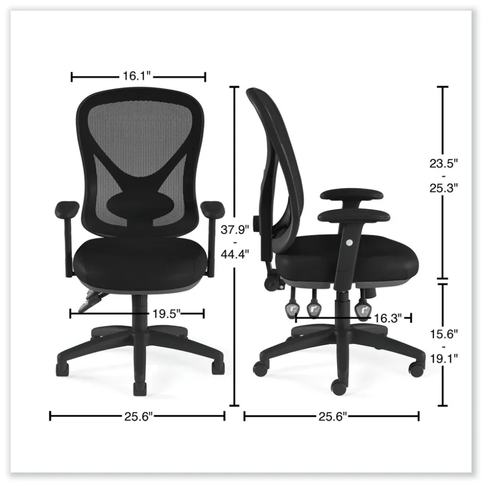 Alera 15 in. - 18.82 in. Seat Height Aeson Series Multifunction Task Chair Supports Up to 275 lbs. - Black