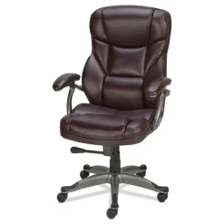 Alera 18.11 in. - 22.05 in. Seat Height Birns Series High-Back Task Chair Supports Up to 250 lbs. - Brown Seat/Back, Chrome Base