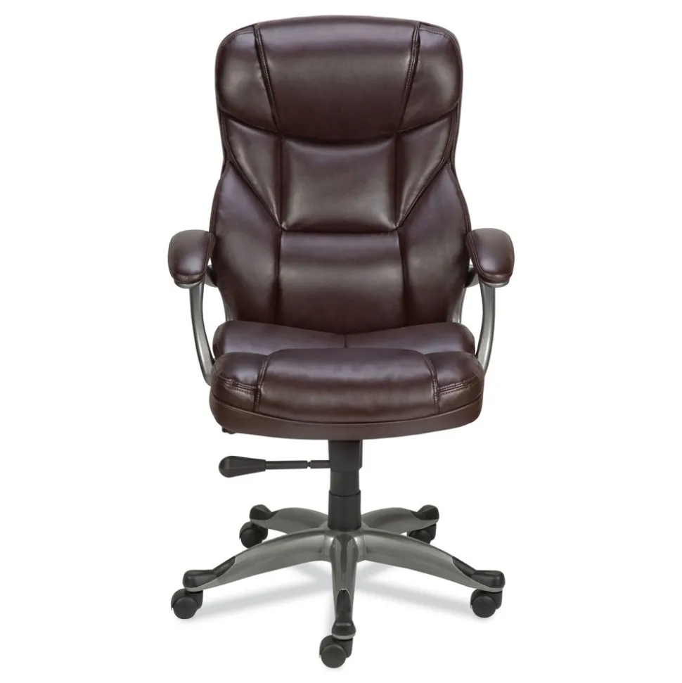 Alera 18.11 in. - 22.05 in. Seat Height Birns Series High-Back Task Chair Supports Up to 250 lbs. - Brown Seat/Back, Chrome Base