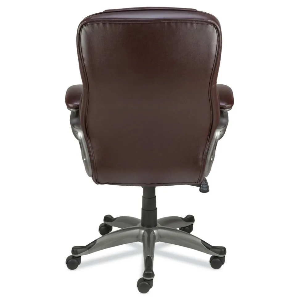 Alera 18.11 in. - 22.05 in. Seat Height Birns Series High-Back Task Chair Supports Up to 250 lbs. - Brown Seat/Back, Chrome Base
