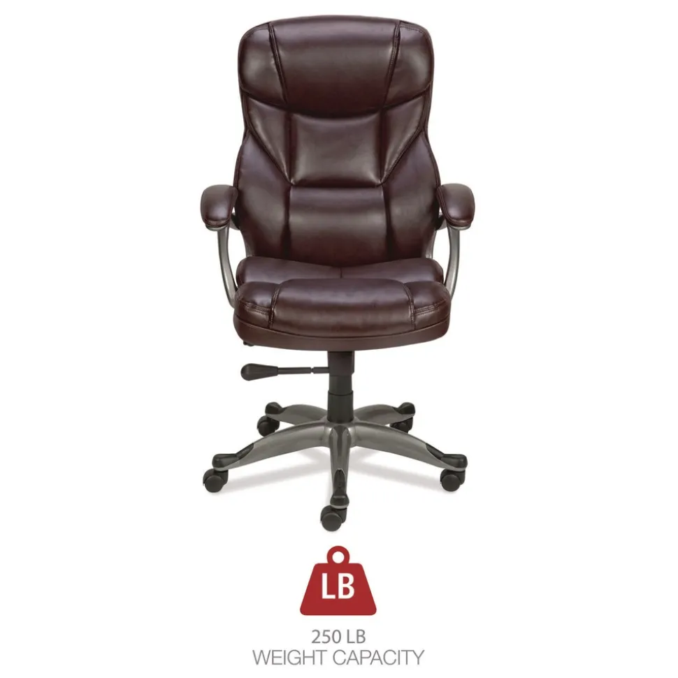 Alera 18.11 in. - 22.05 in. Seat Height Birns Series High-Back Task Chair Supports Up to 250 lbs. - Brown Seat/Back, Chrome Base