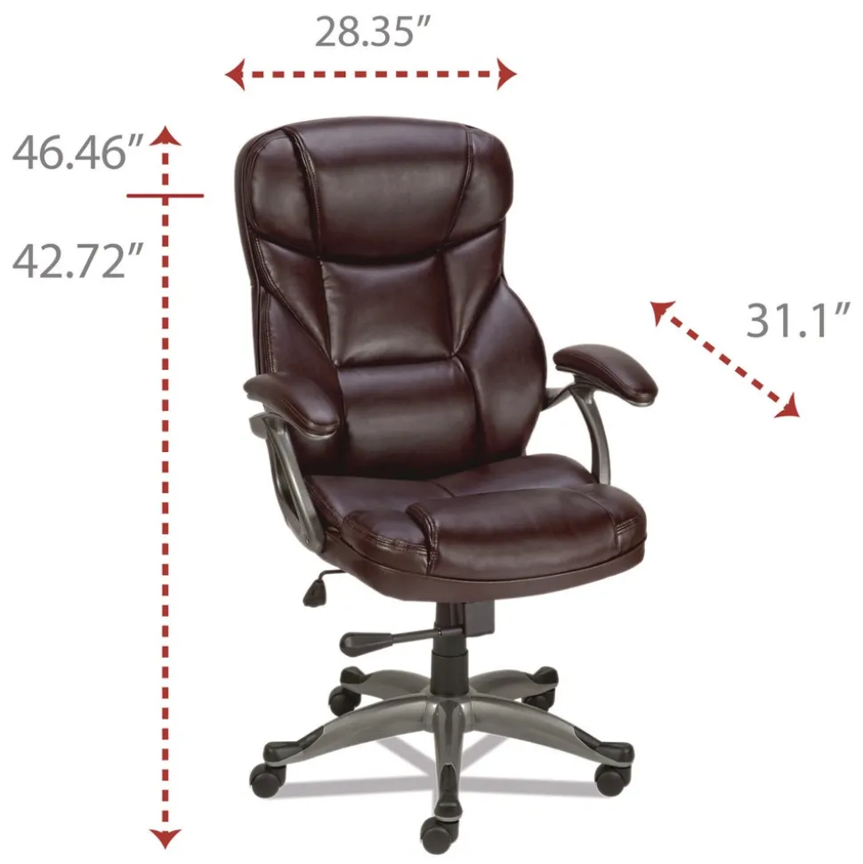 Alera 18.11 in. - 22.05 in. Seat Height Birns Series High-Back Task Chair Supports Up to 250 lbs. - Brown Seat/Back, Chrome Base