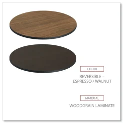 Alera 35.5 in. Diameter Round Reversible Laminate Table Top - Espresso/Walnut