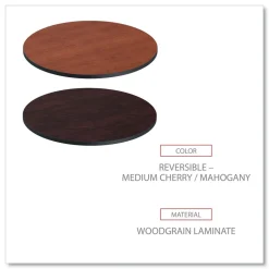 Alera 35.5 in. Diameter Round Reversible Laminate Table Top - Medium Cherry/Mahogany