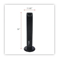 Alera 36 in. 3-Speed Oscillating Plastic Tower Fan with Remote Control - Black