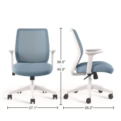 Alera 17.09 in. to 20.83 in. Seat Height Up to 275 lbs. Wessex Ergonomic Fabric Mesh Swivel Task Chair - Seafoam Seat/Back, White Base