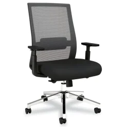 Alera 18.15 in. to 21.89 in. Seat Height Supports 275 lbs. Ashdale Ergonomic Fabric Swivel Task Chair - Black Seat/Back, Silver Base