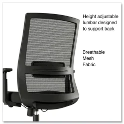 Alera 18.15 in. to 21.89 in. Seat Height Supports 275 lbs. Ashdale Ergonomic Fabric Swivel Task Chair - Black Seat/Back, Silver Base