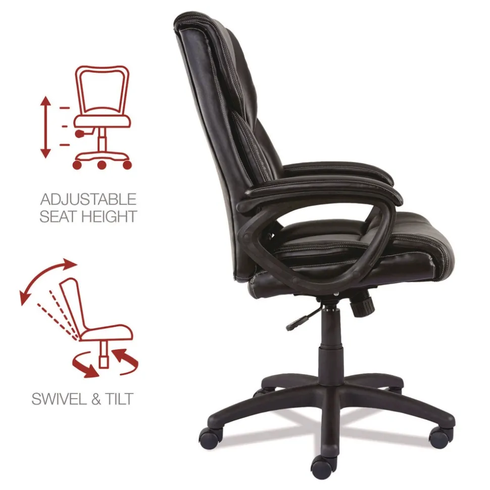 Alera 18.15 in. to 21.77 in. Seat Height Brosna Series Mid-Back Task Chair Supports Up to 250 lbs. - Black Seat/Back, Black Base