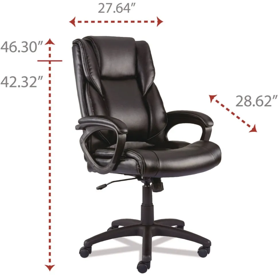 Alera 18.15 in. to 21.77 in. Seat Height Brosna Series Mid-Back Task Chair Supports Up to 250 lbs. - Black Seat/Back, Black Base