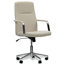 Alera 18.19 in. to 21.93 in. Seat Height Leather Task Chair Supports Up to 275 lb - White Seat/White Back