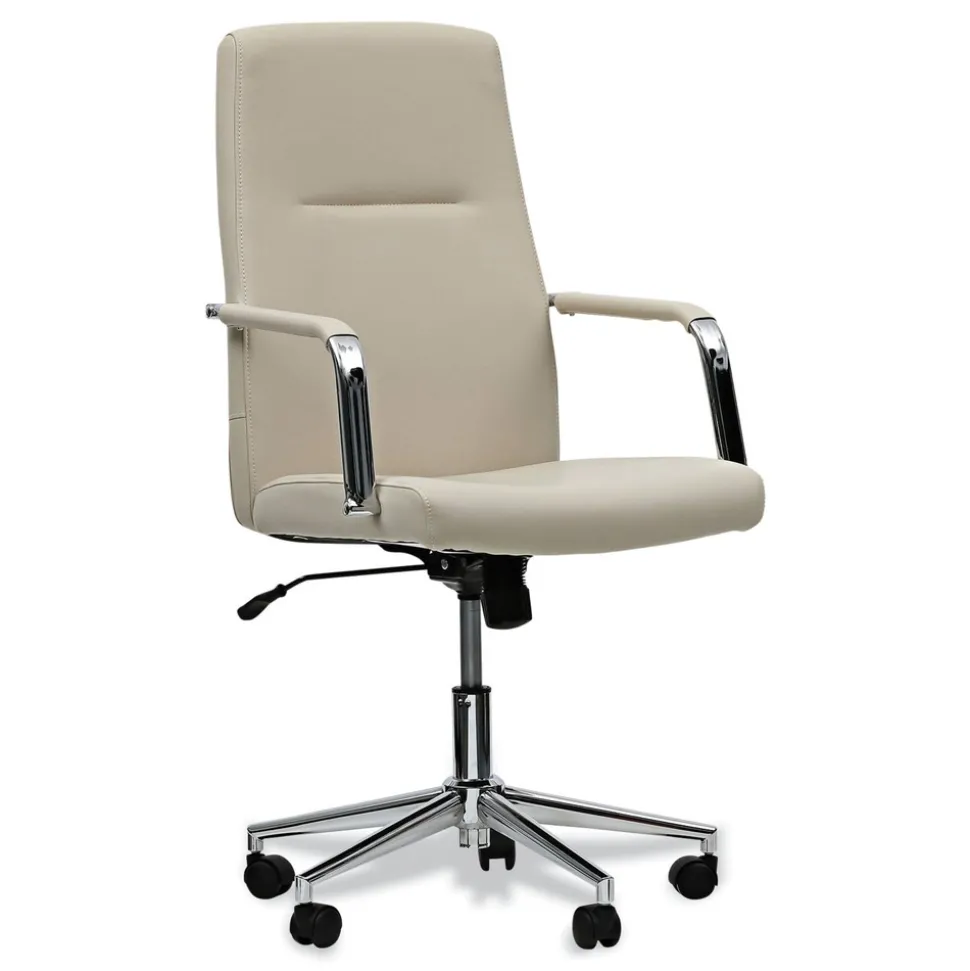 Alera 18.19 in. to 21.93 in. Seat Height Leather Task Chair Supports Up to 275 lb - White Seat/White Back