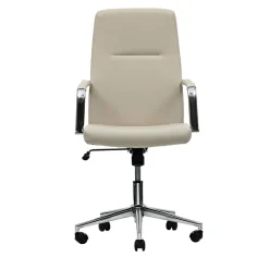 Alera 18.19 in. to 21.93 in. Seat Height Leather Task Chair Supports Up to 275 lb - White Seat/White Back