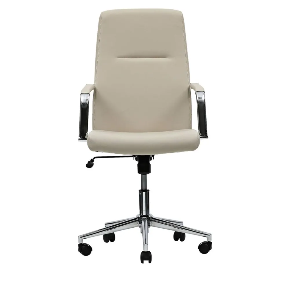 Alera 18.19 in. to 21.93 in. Seat Height Leather Task Chair Supports Up to 275 lb - White Seat/White Back