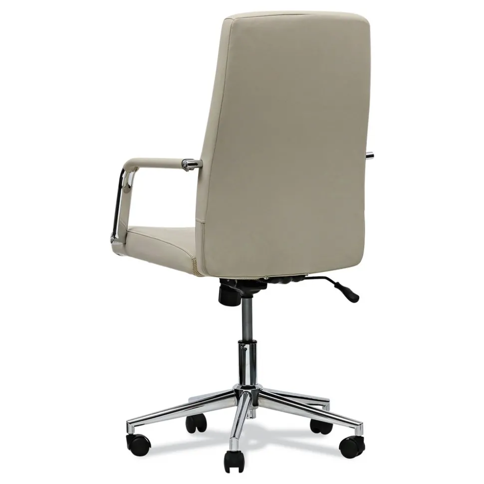 Alera 18.19 in. to 21.93 in. Seat Height Leather Task Chair Supports Up to 275 lb - White Seat/White Back