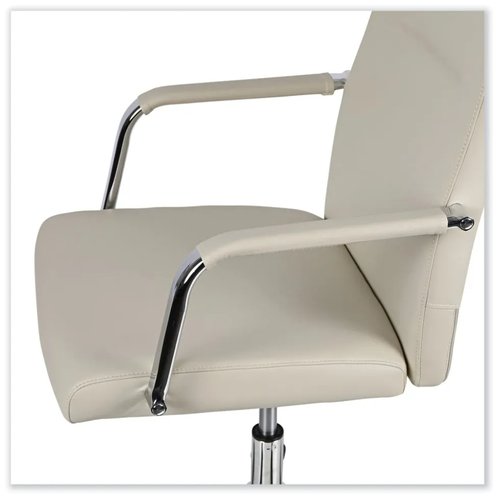 Alera 18.19 in. to 21.93 in. Seat Height Leather Task Chair Supports Up to 275 lb - White Seat/White Back
