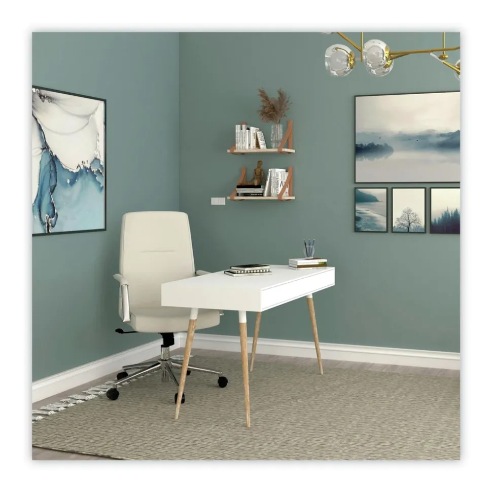 Alera 18.19 in. to 21.93 in. Seat Height Leather Task Chair Supports Up to 275 lb - White Seat/White Back