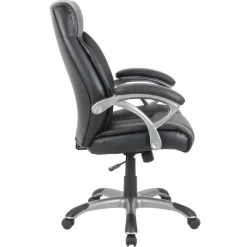 Alera 18.62 in. to 22.56 in. Seat Height Fulford Bonded Leather High-Back Managers Chair Supports 275 lbs. - Black Seat/Back, Silver Base