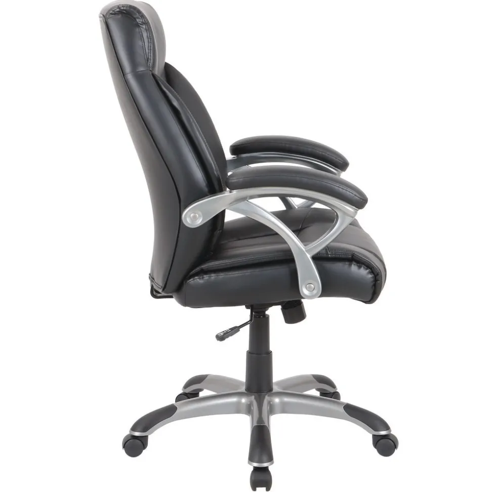Alera 18.62 in. to 22.56 in. Seat Height Fulford Bonded Leather High-Back Managers Chair Supports 275 lbs. - Black Seat/Back, Silver Base