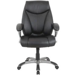 Alera 18.62 in. to 22.56 in. Seat Height Fulford Bonded Leather High-Back Managers Chair Supports 275 lbs. - Black Seat/Back, Silver Base