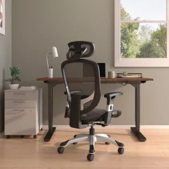 Alera 17.24 in. to 20.98 in. Seat Height Supports Up to 275 lbs. Minerva Ergonomic Mesh Swivel Task Chair - Gray Seat/Back, Silver Base