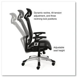 Alera 17.24 in. to 20.98 in. Seat Height Supports Up to 275 lbs. Minerva Ergonomic Mesh Swivel Task Chair - Gray Seat/Back, Silver Base