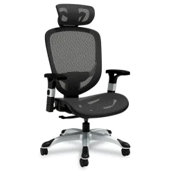 Alera 17.24 in. to 20.98 in. Seat Height Support Up to 275 lbs. Minerva Ergonomic Mesh Swivel Task Chair - Black Seat/Back, Silver Base