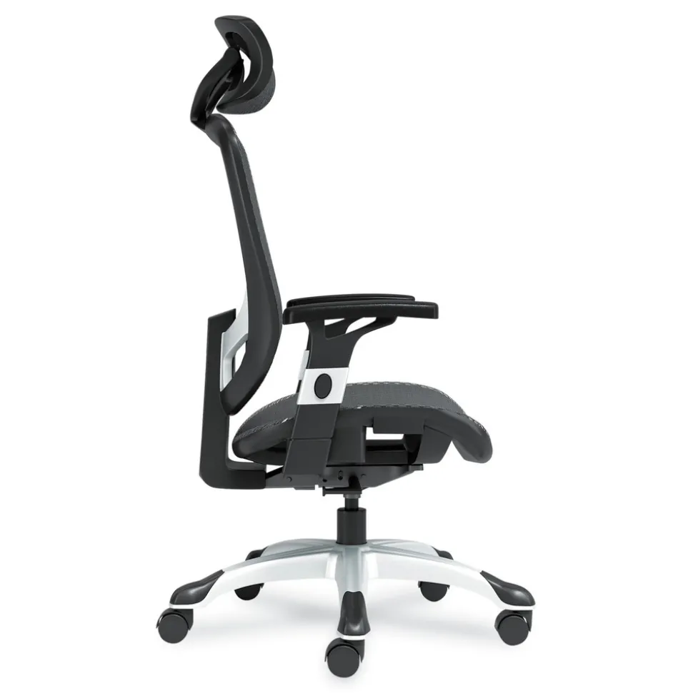 Alera 17.24 in. to 20.98 in. Seat Height Support Up to 275 lbs. Minerva Ergonomic Mesh Swivel Task Chair - Black Seat/Back, Silver Base