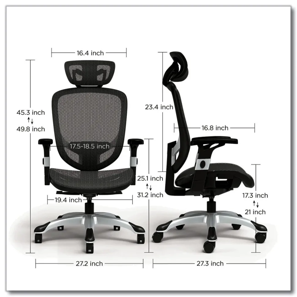 Alera 17.24 in. to 20.98 in. Seat Height Support Up to 275 lbs. Minerva Ergonomic Mesh Swivel Task Chair - Black Seat/Back, Silver Base