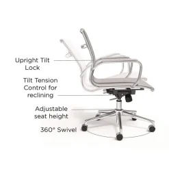 Alera 16.93 in. to 20.67 in. Seat Height Supports Up to 275 lbs. Siskin Fabric Managers Chair - Gray Seat/Back, Chrome Base