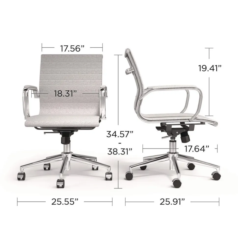 Alera 16.93 in. to 20.67 in. Seat Height Supports Up to 275 lbs. Siskin Fabric Managers Chair - Gray Seat/Back, Chrome Base