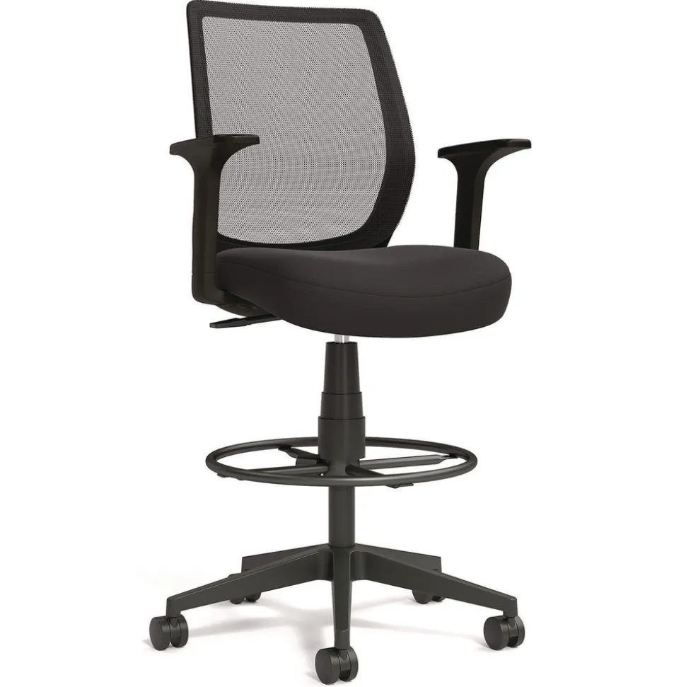 Alera 27.95 in. to 33.66 in. Seat Height Supports Up to 275 lbs. Mesh Back Wessex Drafting Stool - Black