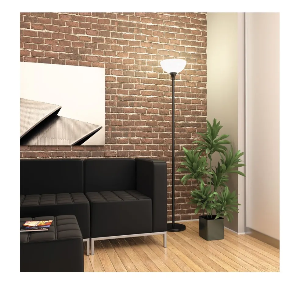 Alera 11.25 in. W x 11.25 in. D x 71 in. H Translucent Plastic Shade Floor Lamp - Matte Black